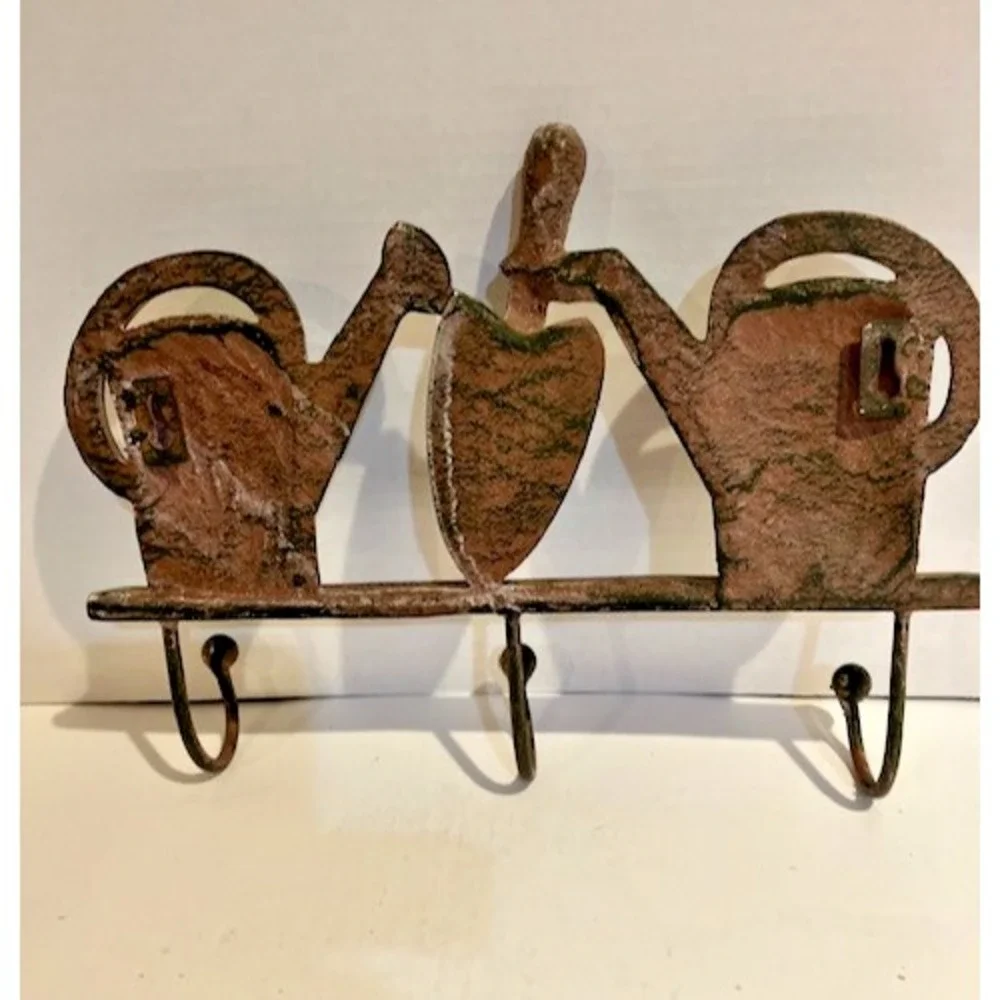 Rustic Three Hook Cast‎ Iron Hanger Garden Theme 11.5